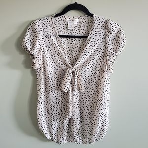 Max Studio Beige Front Tie Blouse Size M